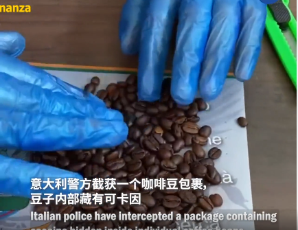 意大利警方截获咖啡豆藏毒包裹 发现150克可卡因粉末